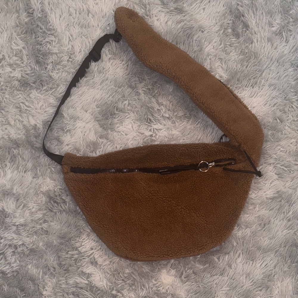 Source Unknown Tan Fleece Crossbody Bag